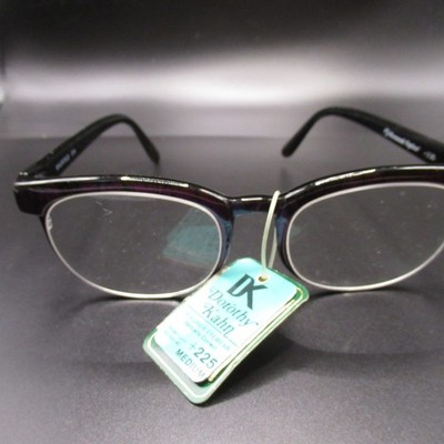 Dorothy Kahn Designer Eyeglass Frames Women's Purple Black Cat Eye Style +2.25