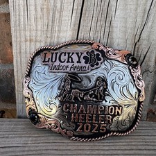 Cowboy Trophy Rodeo Style Belt Buckle with team roper