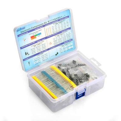 OSOYOO Electronic Component Assortment Kit(Total 1390 PCS) - Resistors, Electrol