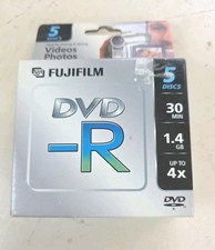 5 Disc Pack Fujifilm DVD-R Camcorder 1.4 GB / 30 Min 4X / For Videos Photos Data