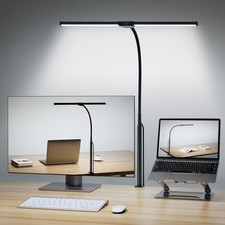 LED Desk Lamp for Home Office, Double Head Desk Light with Clamp