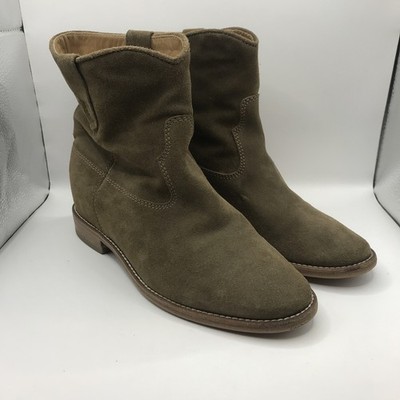 Isabel Marant Crisi Ankle Boots Womens 39 Taupe Brown Suede Bootie Hidden Wedge