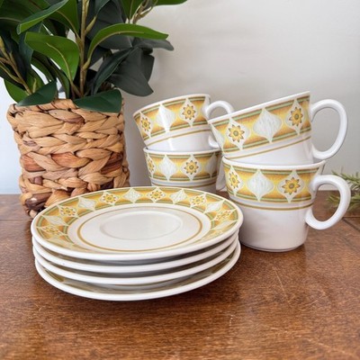 Vintage Noritake Sunglow Tea Cup & Saucer Set of 4   Japan 1970s