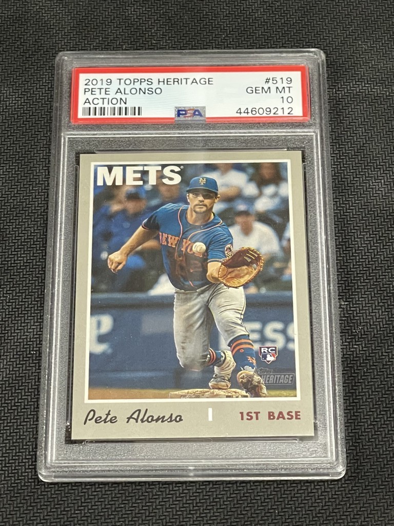 Pete Alonso 2019 Topps Heritage Action Variation PSA 10 Mets Rookie RC #519