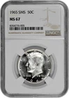 1965 SMS 50C 40% Silver Kennedy NGC Graded MS 67 Light Cameo