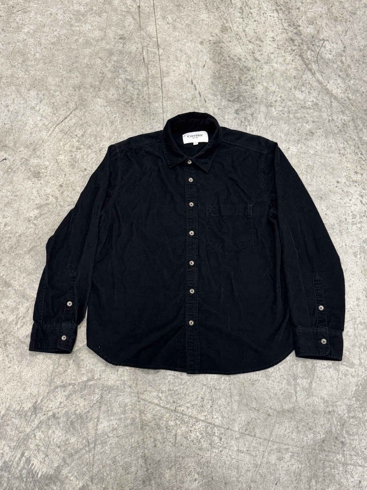 CORRIDOR NYC Corduroy Casual Long Sleeve Shirt Men’s Size Medium Black