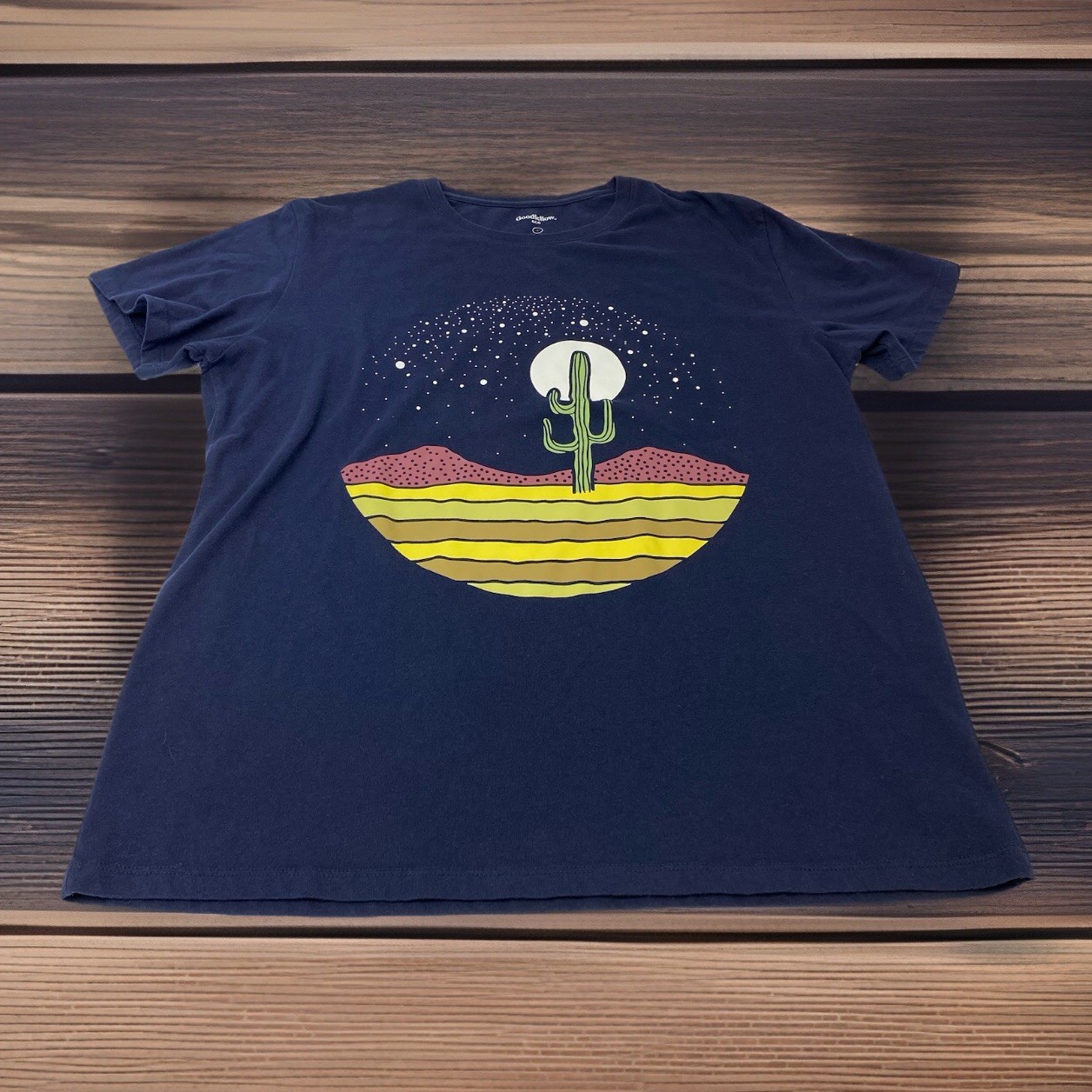 Goodfellow & Co Mens Large Navy High Desert Night Sky Graphic Tee