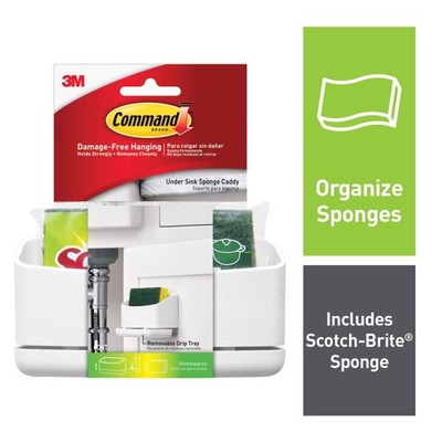 Command Under Sink Sponge Caddy with 1 Sponge [Removable]: 6 in. x 3.2 in. x 2 i
