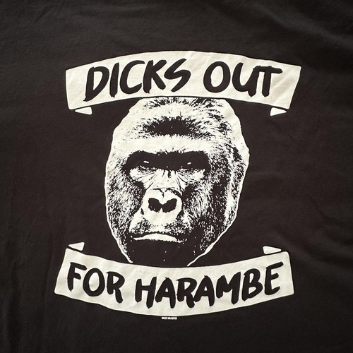 HARAMBE MEME Adult T-Shirt 2XL Black Dicks Out Gorilla Graphic Tee Funny Novelty - Picture 2 of 5