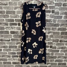 Tommy Hilfiger Printed Sleeveless Jersey Dress navy blue tan floral SIZE 8