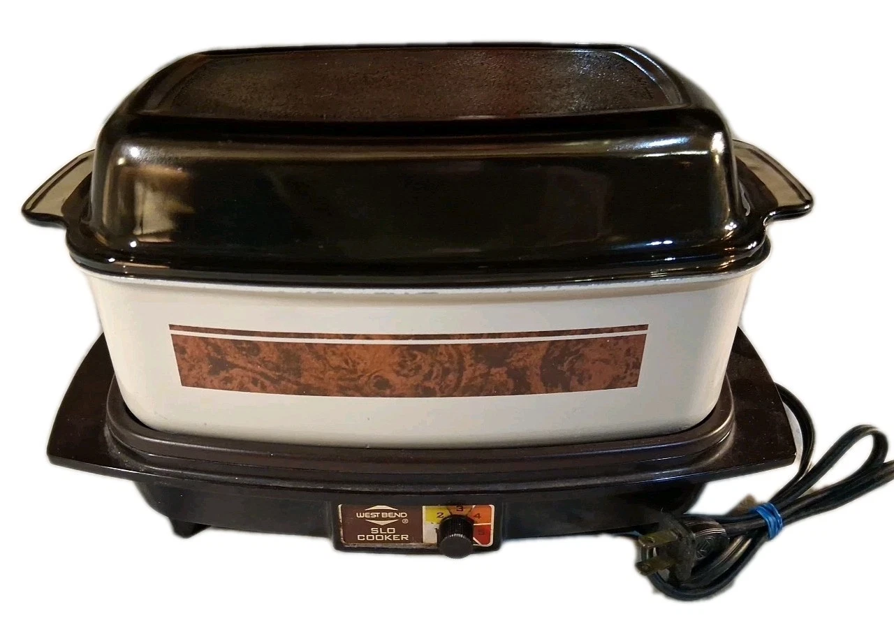 WEST BEND Slow Cooker Model 84114 TESTED & Working EUC Brown Beige Vintage