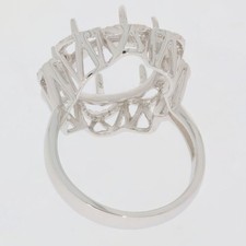 925 Sterling Silver Semi Mount Ring Setting Oval 17X13mm Swirl Halo Ring