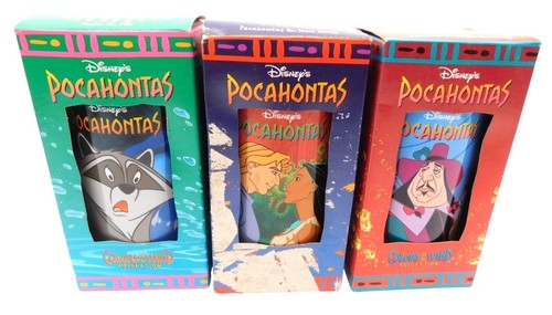 3er Set Vintage Disney Burger King Pocahontas Farben des Windes Plastikbecher