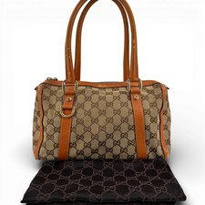 Borsa Boston originale Gucci GG tela beige M e arancione da donna KC181