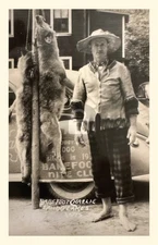 Land o Lakes WI c1940 Barefoot Charlie Dead Wolf Coyote RPPC Postcard COPY