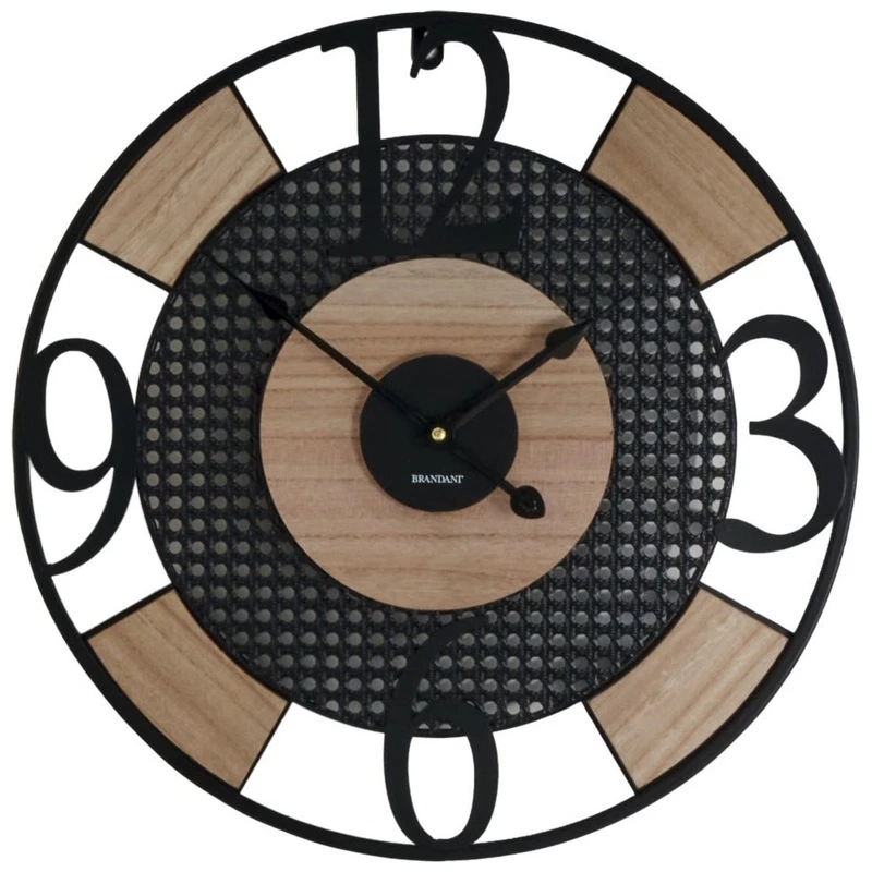 Orologio da Parete Muro 45 cm BRANDANI Elica Metallo Legno Moderno Salotto