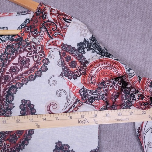 CHICO'S Top Women's 0 (Small) Tunic W/Pockets Paisley Knit Blouse - Picture 4 of 8