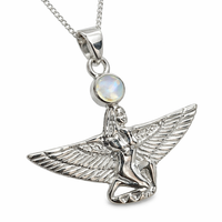 Isis GöTtin Halskette Mondstein ÄGypten Edelstein 925 Sterling Silber Kette