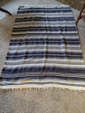 Vintage Mexican Serape Blanket Woven Cotton Stripes Southwest Multicolor 81 x 54