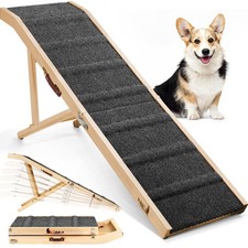 Dog Ramp for Bed, L64 W17 Foldable Pet Ramp for Small Large Dogs Cats, Dog Ra...