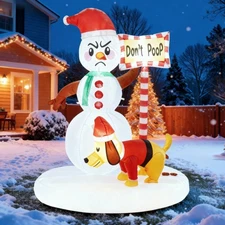 ADOMI 5 FT Christmas Inflatable Outdoor Decoration Snowman with Dog Xmas Blow
