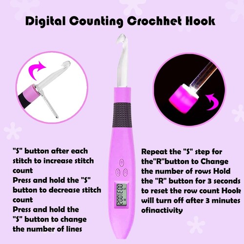 17 Sizes Digital Crochet Hooks with Counter 2.50~14.0mm, Lighted Crochet Hook... - Picture 4 of 7