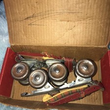 Vintage Globe Skate Corp. Marvel Metal Roller Skates No. 197 Red Straps Box