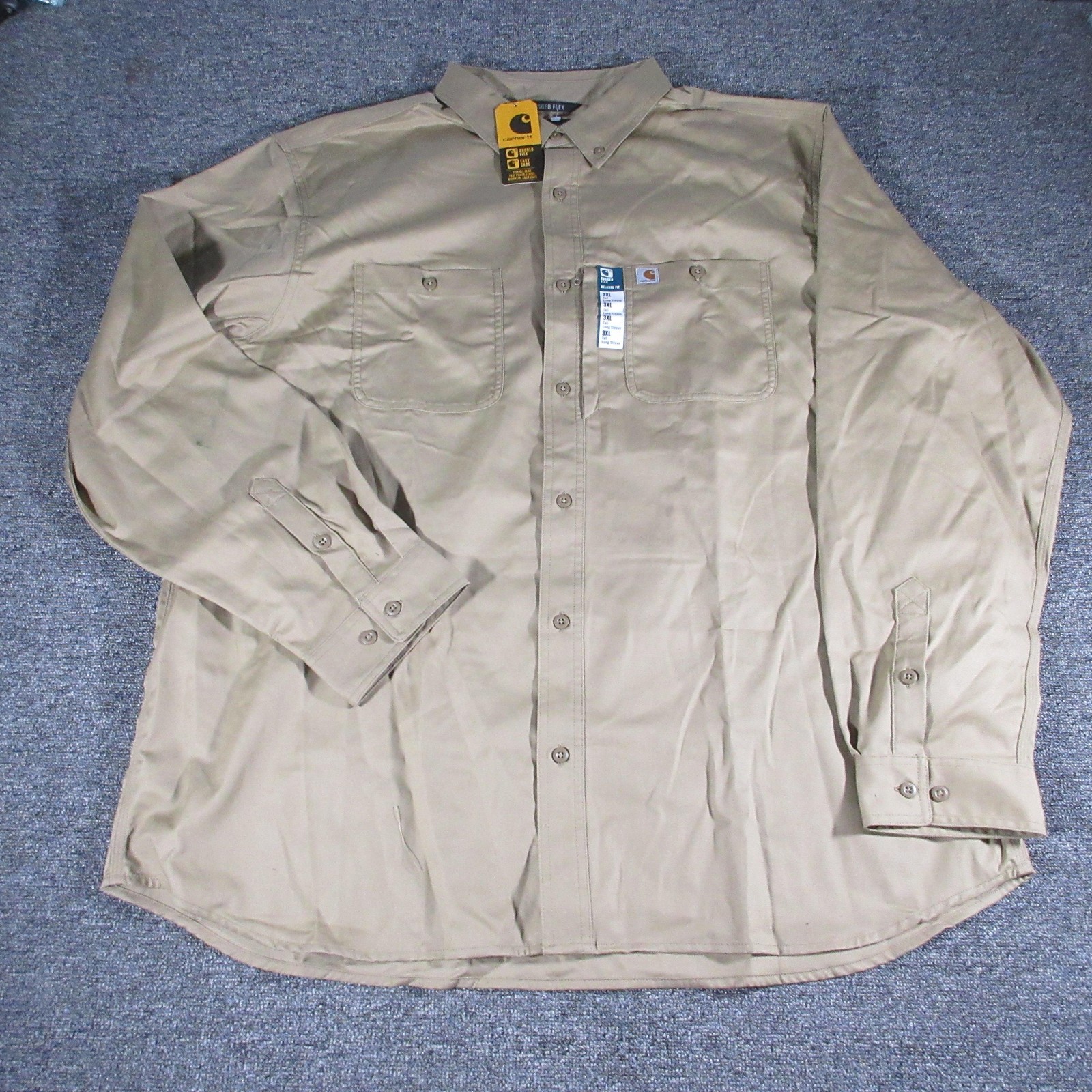 Carhartt Shirt Mens 3XL Tall Tan Rugged Flex Relaxed Fit Workwear Top NWT NEW