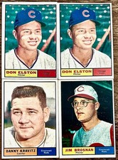 1961 Topps Chicago Cubs Don Elston, Cincinnati Reds Danny Kravitz Jim Brosnan
