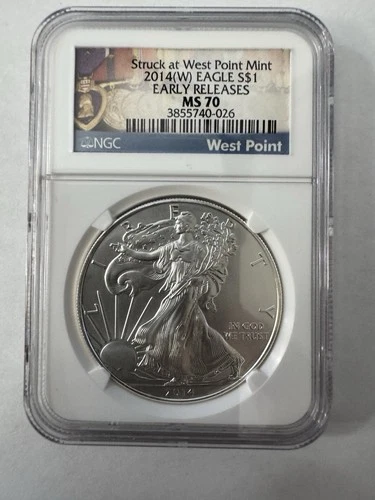 2014 W American SILVER Eagle Dollar | NGC MS 70 | Early Release-West Point Label
