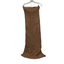 Zara Strapless Maxi Dress Brown Linen Viscose | XS