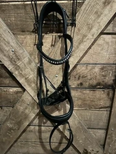 HORSE DRESSAGE BLACK BRIDLE WITH COMFORT LEATHER AND SOFT PADDED