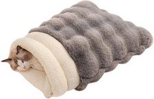 Self-Warming Cat Sleeping Bag, Enclosed Hooded Snle Sa with -Side
