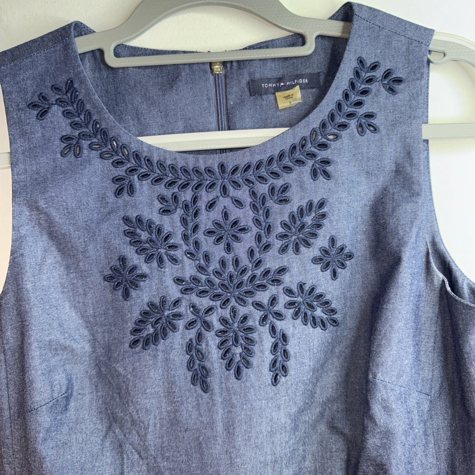 Vestido TOMMY HILFIGER Denim Petalo Recortado con Bolsillos Talla 6 Foto 3 de 4