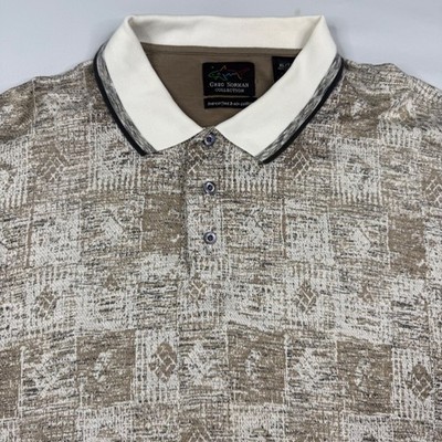 Vintage Greg Norman Polo Shirt Mens XL Brown Geometric 90s Golf