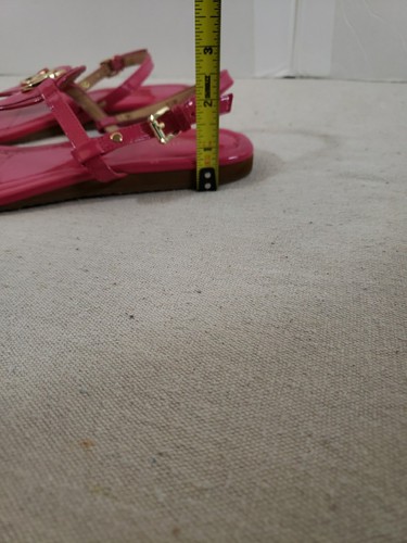 Michael Kors Capri Thonge Sandals US Size 9.5M Hot Pink Rubber Soles Gold Logo - Picture 10 of 10
