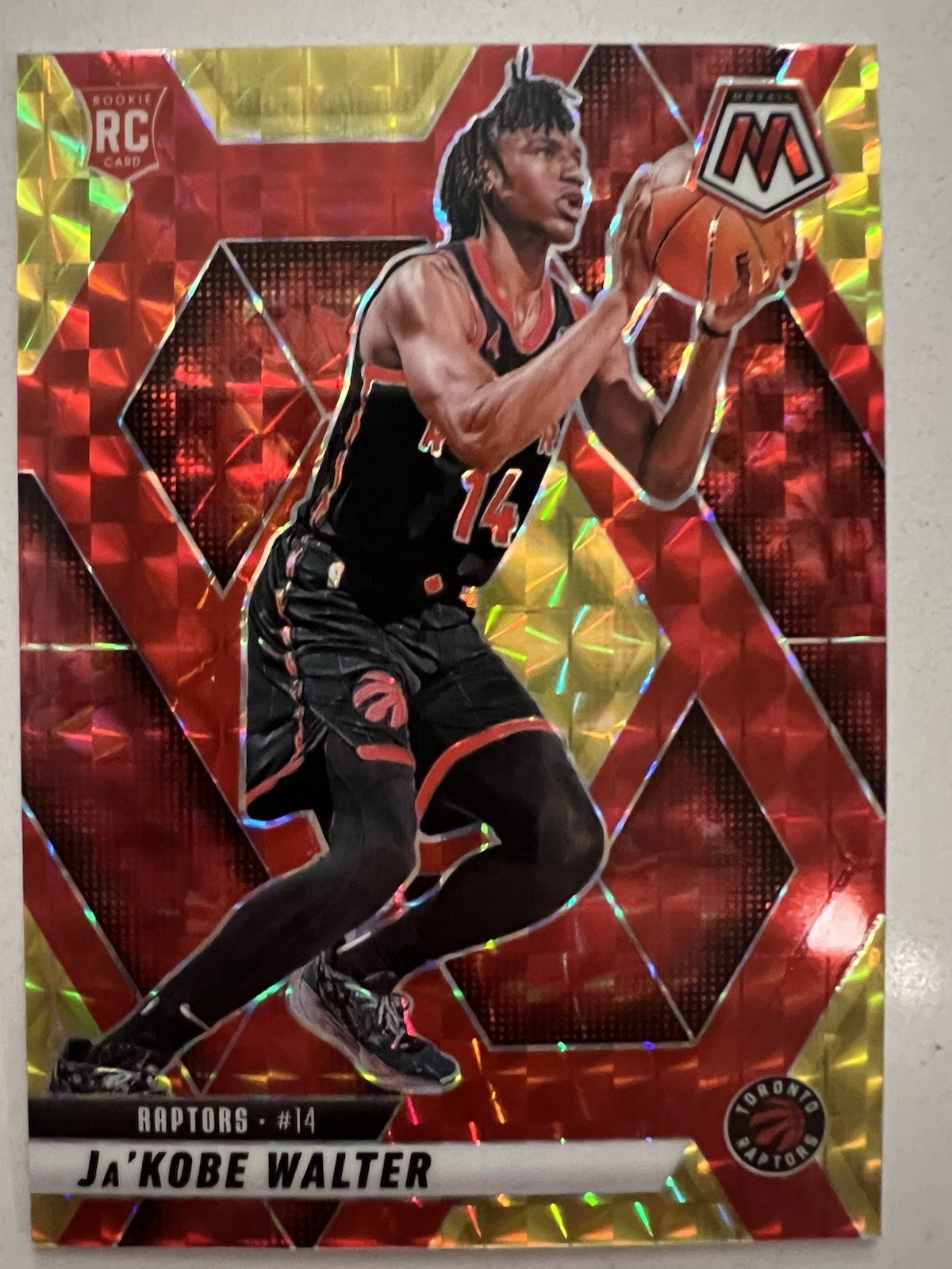 2024-25 Panini Mosaic - Ja'Kobe Walter #234 Red & Yellow Fusion Choice /75 RC NM