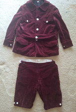 Antique 1900s Boys Maroon Velveteen Knicker Suit "Little Lord Fauntleroy"