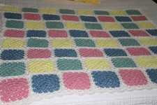 Handmade Knitted CrochetedUnisex BLOCK Baby Blanket 38 x40