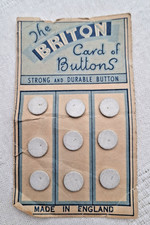 9 White Vintage Linen Buttons On Original Card 'The Briton Card of Buttons'
