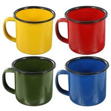 4Pcs Stackable Coffee Mugs, Enamel mug enamelware enamel tea cup beer cup tin...