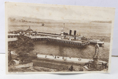 Pier Dunoon Postkarte 1900er Clyde Dampfer Landung Hafen Promenade Blick