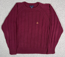 GANT Men  s Cable Knit Crewneck Sweater L Raspberry 100 Cotton Logo Preppy