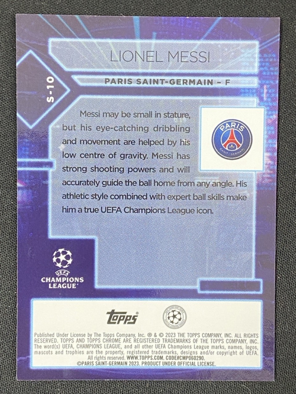 Lionel Messi 2022-23 Topps Chrome UCC Specimens #S-10 -ys3 view 2