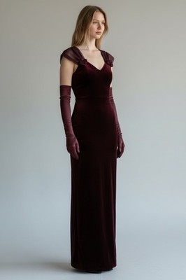 Vintage Rampage Vampire Bodycon Long Dress Small Red Velvet Whimsigoth Chiffon