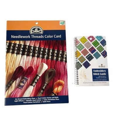 DMC Needlework Threads Color Card & Embroidery Stitch Guide Books