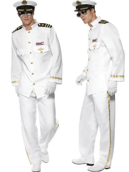 Años 80 Años 80 De lujo Marinero Capitán Oficial Elegante Vestido Disfraz Conjunto de Smiffys Foto 2 de 4