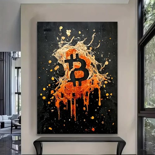 Bitcoin Abstract Expressionist Wall Art  Canvas Unframed/Framed - Foto 1 di 7