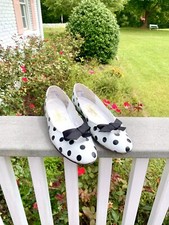 vintage 80s black white polka dot flats size 5.5/6