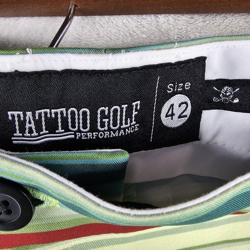 Pantalones cortos de rendimiento de golf tatuaje para hombre talla 42 poliéster a rayas verdes - Imagen 3 de 8